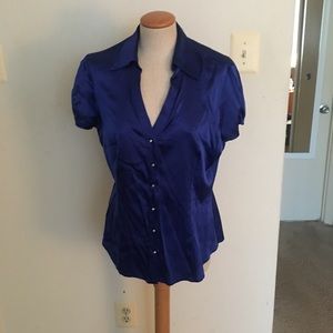 Beautiful satin royal blue blouse